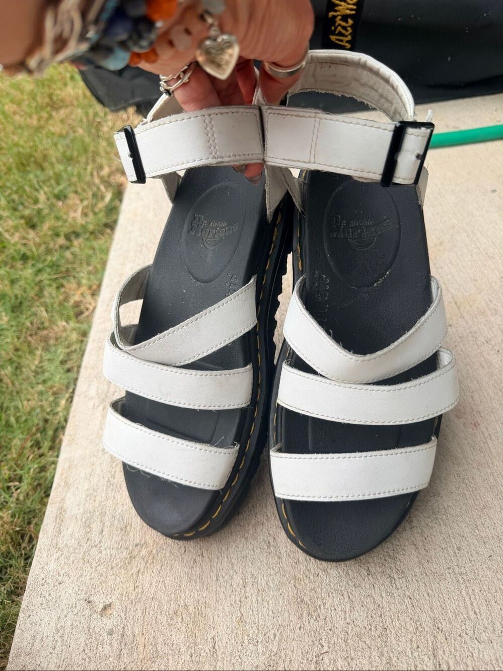 Dr. Martens Blaire White Hydro Leather Strappy Platform Sandals Size 10 EU 42